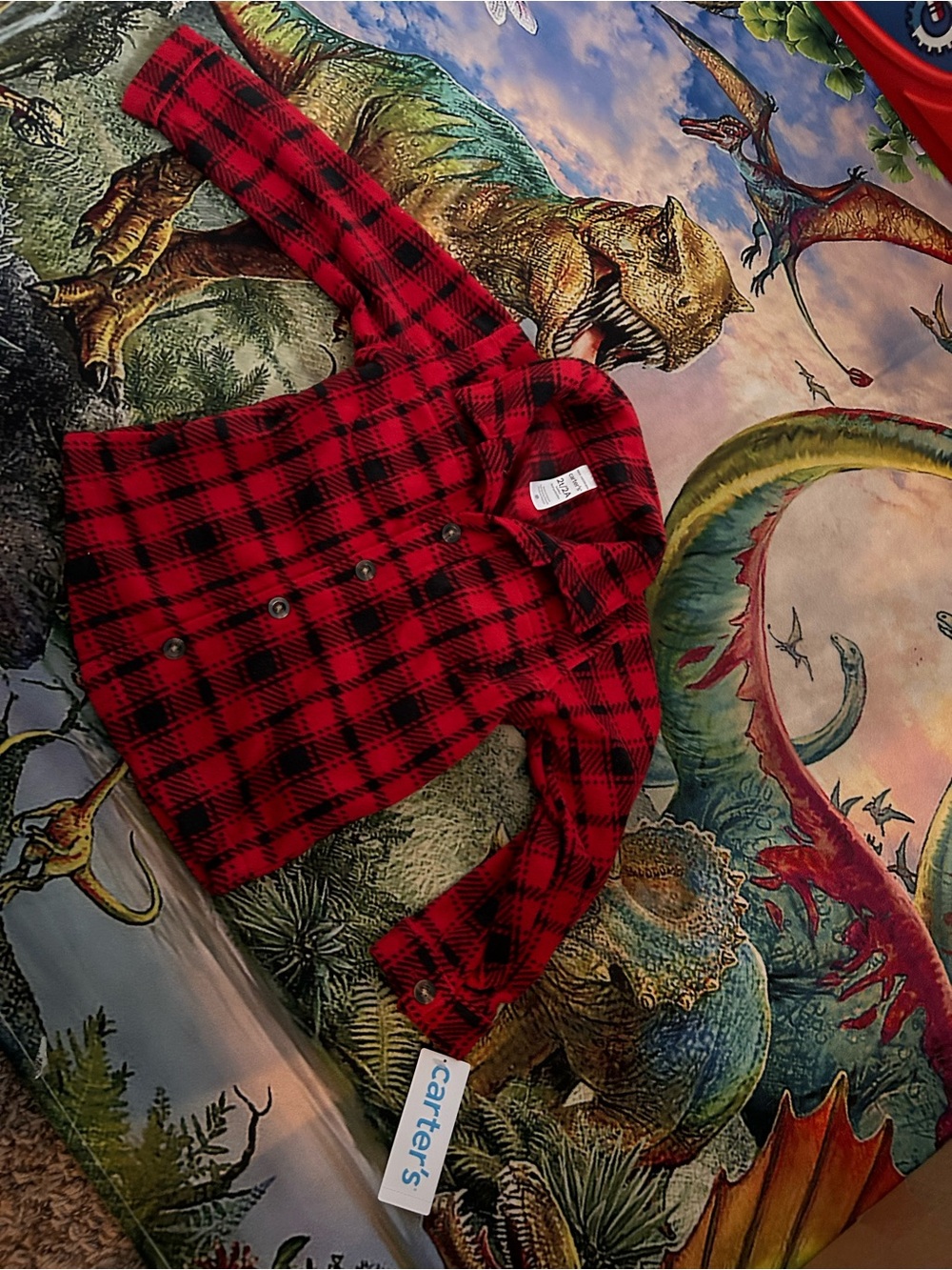Carter's Red and Black Plaid Button-Down Shirt
